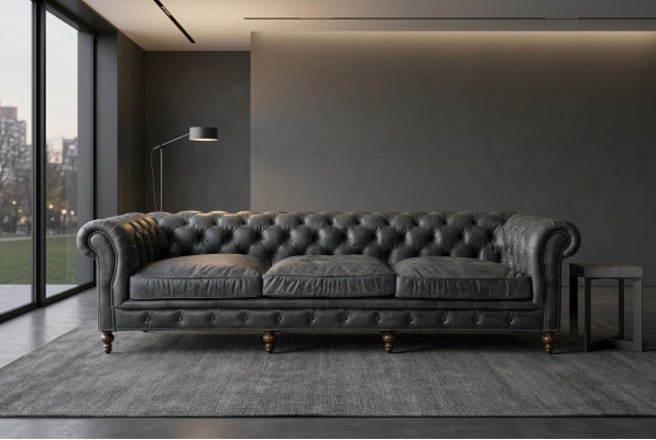 Chesterfield Ensemble de canapé canapé 3 places Canapé Cuir Upholstery 3 places Canapé en cuir