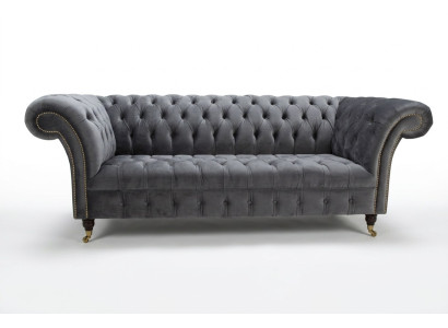 Moderne Chesterfield grau 3-Sitzer Stilvolle Wohnzimmer-3-Sitzer-Couch