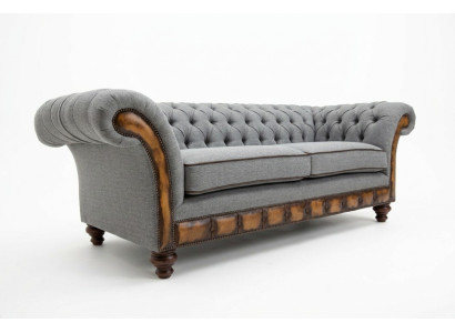 Canapé Chesterfield en tissu gris Canapé Canapé Canapés Sièges Canapés Textile nouvelle Sellerie