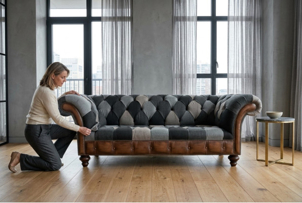 Canapé design Chesterfield 3 places Canapé Tissu Siège Canapé Rembourré Sofas