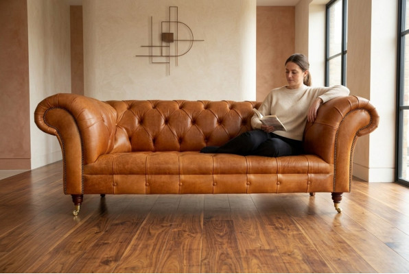 Canapé Chesterfield en velours à trois places. Design Canapés Rembourrés Canapés Velours 220cm.