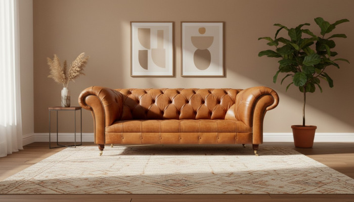 Canapé Chesterfield en velours à trois places. Design Canapés Rembourrés Canapés Velours 220cm.