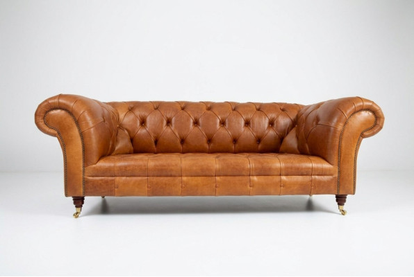 Canapé Chesterfield en velours à trois places. Design Canapés Rembourrés Canapés Velours 220cm.
