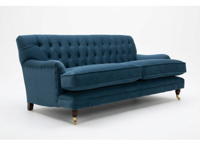 Canapé de luxe bleu moderne Chesterfield trois places, canapé trois places pour le salon