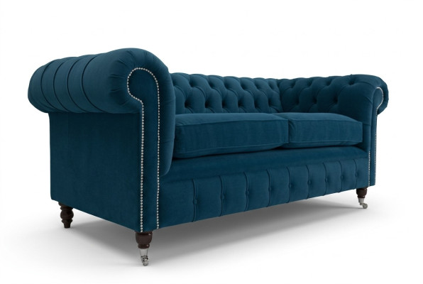 Revêtement de luxe bleu Chesterfield trois places canapé design trois places