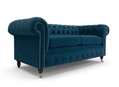 Revêtement de luxe bleu Chesterfield trois places canapé design trois places