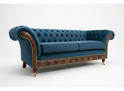 Bleu e Chesterfield Canapé en tissu Canapé Canapés Canapé Sièges Canapés Tissu d'ameublement neuf