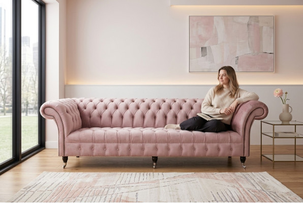 Canapé Chesterfield XXL grand canapé canapé en velours Cuir Textile Rembourrage 4 places neuf