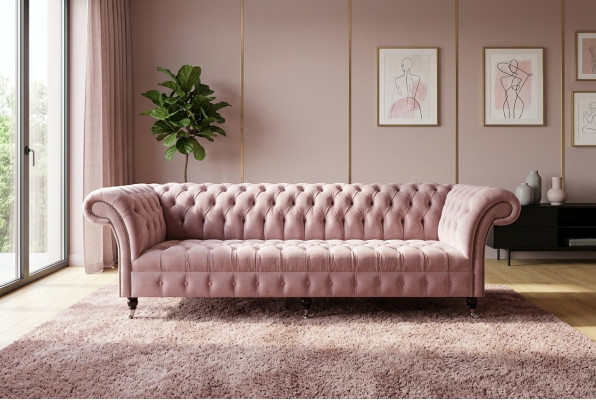Canapé Chesterfield XXL grand canapé canapé en velours Cuir Textile Rembourrage 4 places neuf