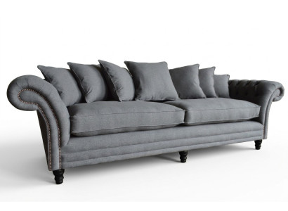 Canapé Chesterfield classique 4 places Canapé en velours gris en cuir Design Gris 265cm