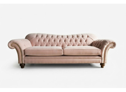 Canapé Chesterfield classique 4 places Canapé en velours en cuir rose design 240cm