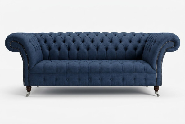 Textile bleu Chesterfield canapé 4 places en tissu designs