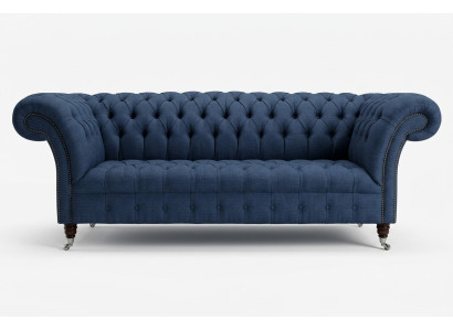Textile bleu Chesterfield canapé 4 places en tissu designs