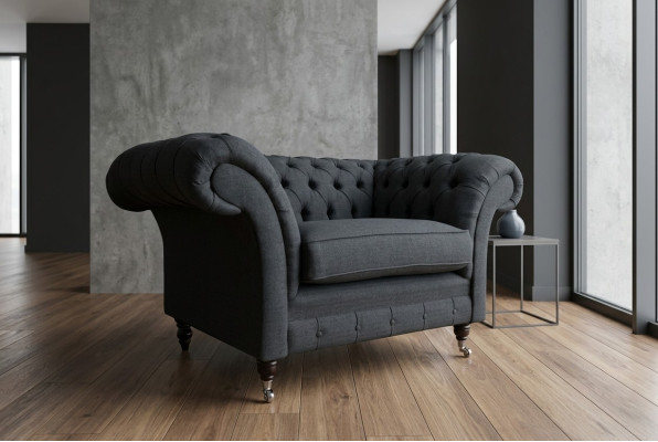 Canapé Polster Design Sofa Noir Noir 1,5 places Canapés Meubles Chesterfield