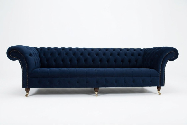 Canapé Chesterfield en velours de 4 places, canapé design, revêtement en velours.