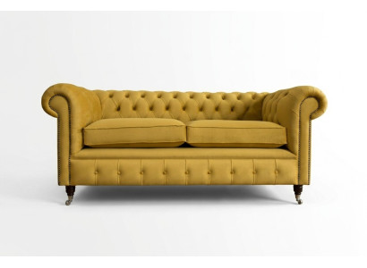 Canapé Chesterfield jaune 2 places Designer Salon Canapé 2 places