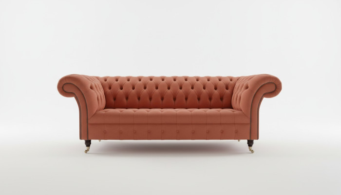 Canapé de salon design Chesterfield orange de luxe 3 places
