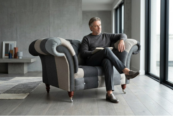 Gris-bleu Chesterfield Fauteuil luxueux à un seul siège Meubles design