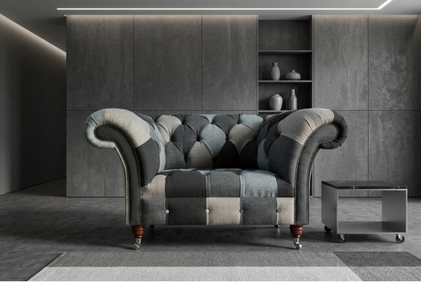 Gris-bleu Chesterfield Fauteuil luxueux à un seul siège Meubles design