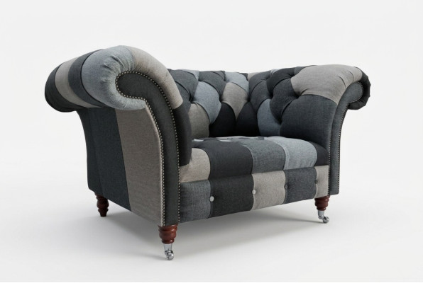 Gris-bleu Chesterfield Fauteuil luxueux à un seul siège Meubles design