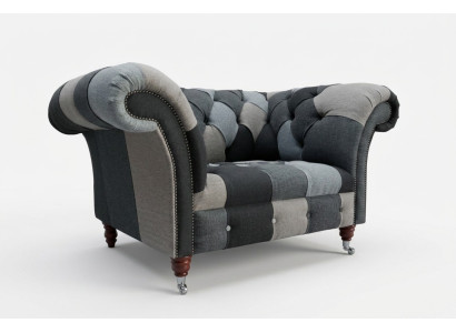 Gris-bleu Chesterfield Fauteuil luxueux à un seul siège Meubles design