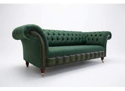 Canapé Chesterfield vert de designer de luxe 3 places pour salon