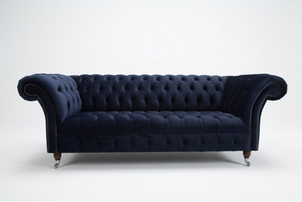 Canapé Chesterfield trois places bleu foncé pour le salon moderne de luxe