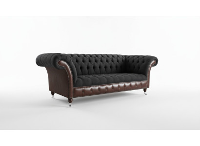 Canapé original Chesterfield JVMoebel Sofa en textile Canapés et sofas Tissu noir Neuf