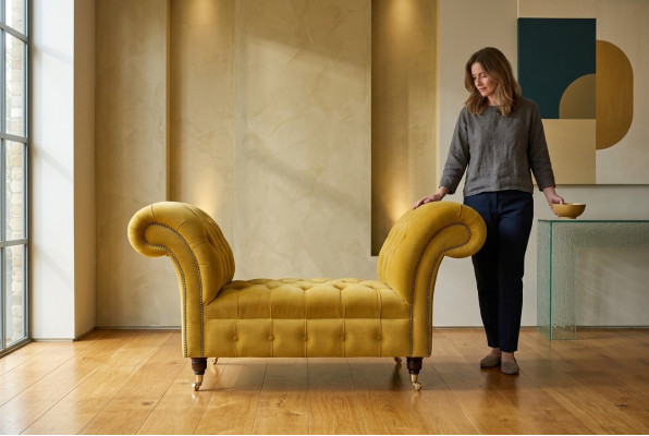 Canapé Chesterfield 1,5 places en tissu Designer Canapés Ensembles Banc Siège