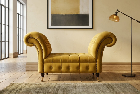 Canapé Chesterfield 1,5 places en tissu Designer Canapés Ensembles Banc Siège