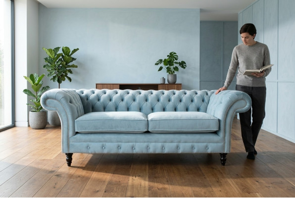 HellBlue canapé de luxe moderne Chesterfield trois places pour le salon