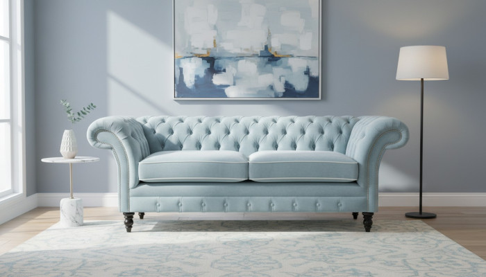 HellBlue canapé de luxe moderne Chesterfield trois places pour le salon