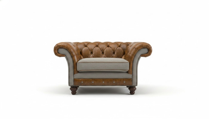 Chesterfield Design Sofa en tissu, fauteuil 1,5 places, canapé rembourré, lounge, neuf, club.