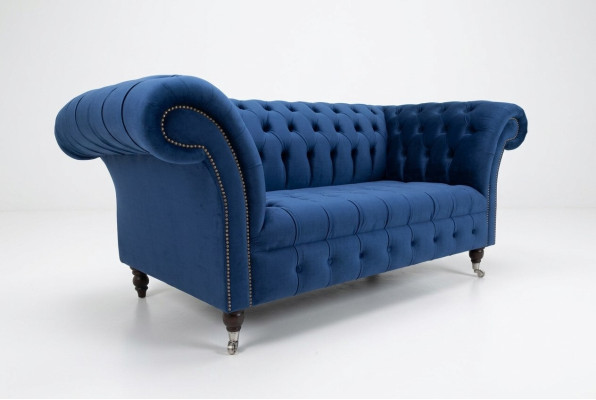 Canapé Chesterfield classique bleu ensemble de rembourrage 2 places canapé 185 cm