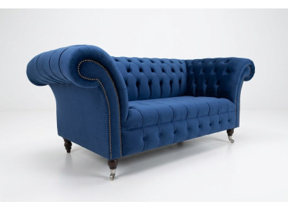 Canapé Chesterfield classique bleu ensemble de rembourrage 2 places canapé 185 cm