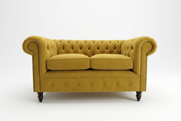 Canapé Chesterfield 2 places Canapé rembourré Canapé trois places jaune Canapés en velours neuf