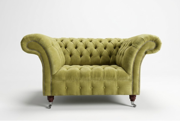 Chesterfield canapé en tissu design fauteuil 1.5 places canapé sofas lounge velours vert