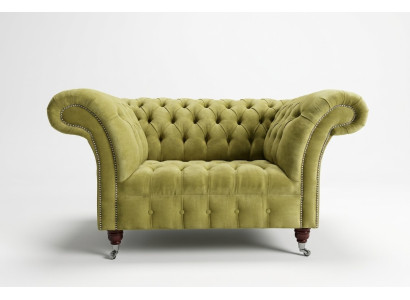 Chesterfield canapé en tissu design fauteuil 1.5 places canapé sofas lounge velours vert