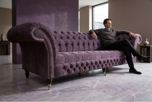 Canapé Chesterfield classique 4 places Canapés Rembourrage Cuir Marron Design