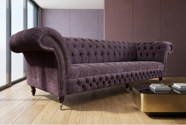 Canapé Chesterfield classique 4 places Canapés Rembourrage Cuir Marron Design