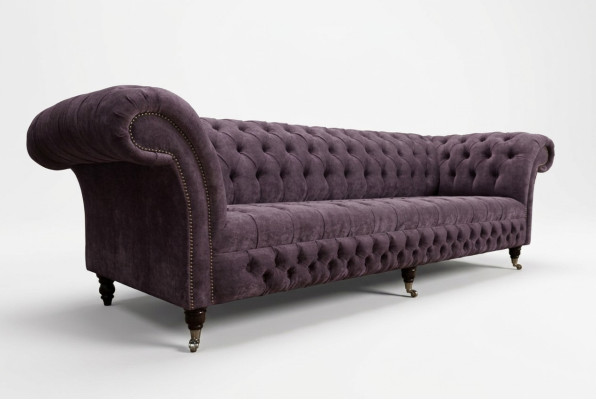 Canapé Chesterfield classique 4 places Canapés Rembourrage Cuir Marron Design