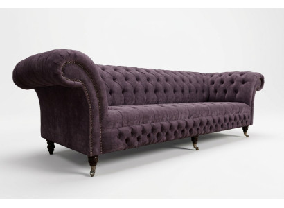 Canapé Chesterfield classique 4 places Canapés Rembourrage Cuir Marron Design