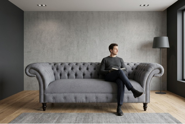Chesterfield Canapé 3 Places Canapé en Cuir Tissu Moderne Style Tissu