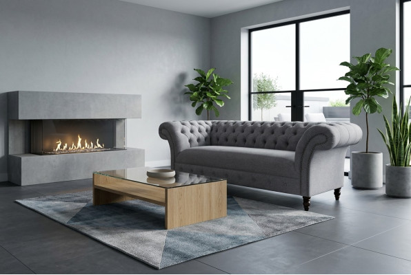 Chesterfield Canapé 3 Places Canapé en Cuir Tissu Moderne Style Tissu