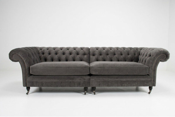 Canapé classique Chesterfield 4 places Canapés design Revêtement Cuir Marron