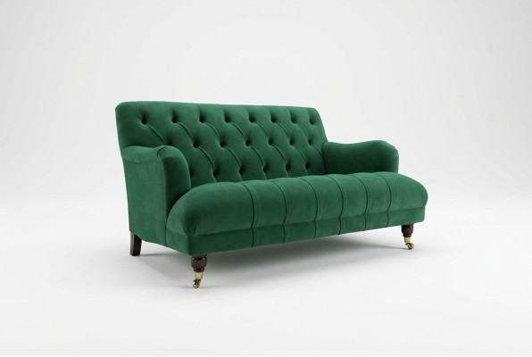 Chesterfield Canapé 2 Places en Cuir Vert de Style Moderne Textile