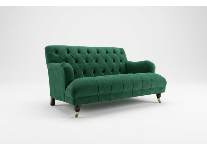 Chesterfield Canapé 2 Places en Cuir Vert de Style Moderne Textile