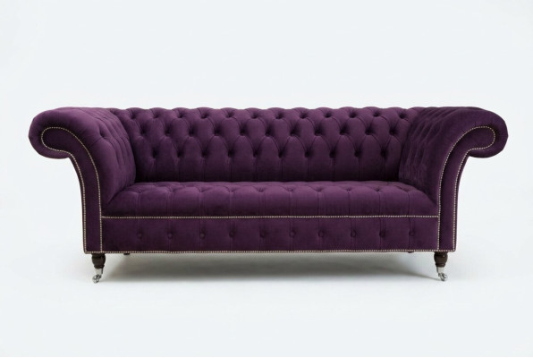 Chesterfield Original Canapé Canapé Textile Canapés en Tissu Violet 225cm