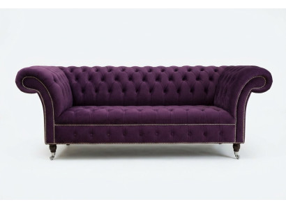 Chesterfield Original Canapé Canapé Textile Canapés en Tissu Violet 225cm