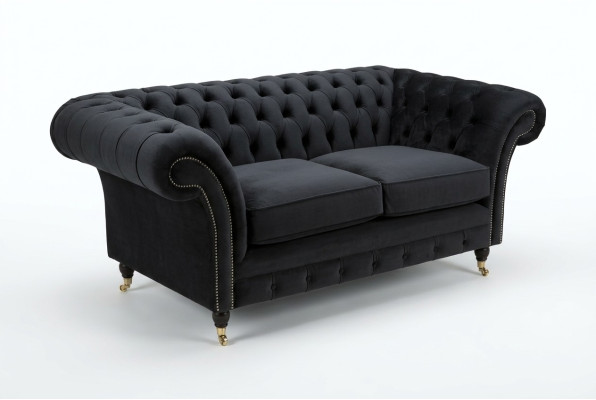Canapé original Chesterfield JVMoebel, canapé en tissu gris 185 cm.